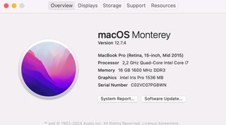 MacBook Pro Retina 15 i7 / 16GB / 256GB SSD