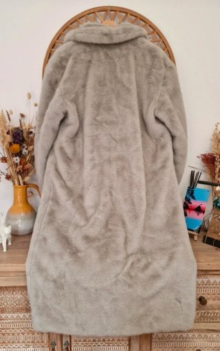 Abrigo de pelo largo Zara beige talla M