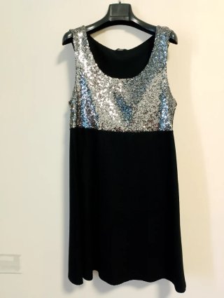 Abito Tezenis nero con top paillettes M