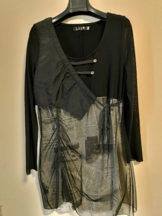 Abito L33 Stile Gothic Y2K Nero Stampa Giornale