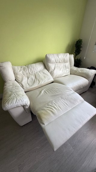 Sofá Natuzzi 3 Plazas de Cuero Blanco Relax