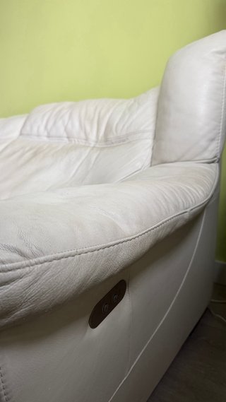 Sofá Natuzzi 3 Plazas de Cuero Blanco Relax