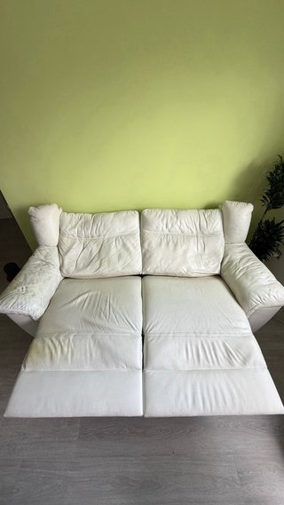 Sofá Natuzzi 3 Plazas de Cuero Blanco Relax