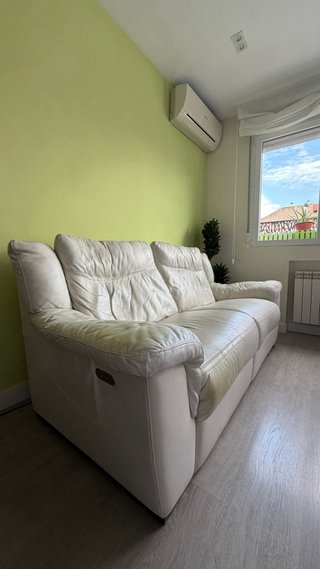 Sofá Natuzzi 3 Plazas de Cuero Blanco Relax