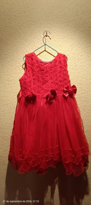Vestido rojo infantil con volantes talla 8