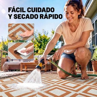 Alfombra Exterior Reversible 182x274cm Rojo Blanco