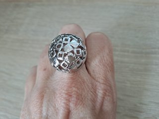 Anillo de Acero Redondo Calado Nuevo T.14