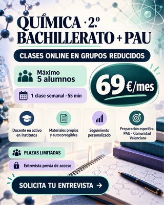 Se ofrecen clases para preparar química 2bachiller