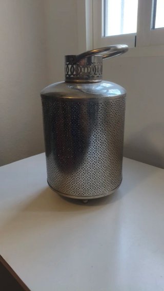 JARRÓN PARA VELAS METÁLICO PLATEADO