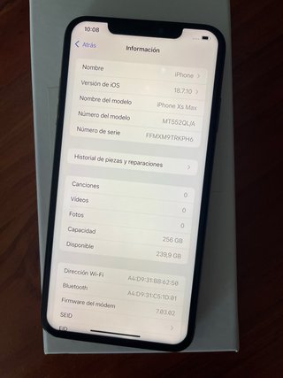 iPhone XS MAX 256GB y 82% SALUD DE BATERÍA
