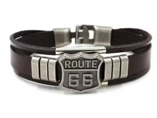Pulsera Cuero Route 66 Hombre