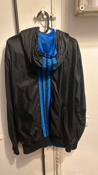 Chaqueta Adidas Azul y Blanca con Capucha