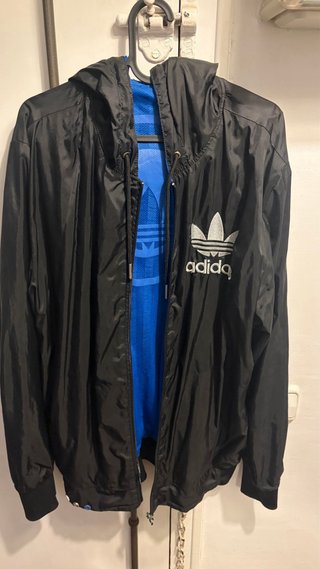 Chaqueta Adidas Azul y Blanca con Capucha
