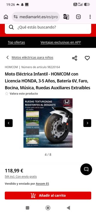 Moto Eléctrica Infantil Honda 6V , sin casi uso