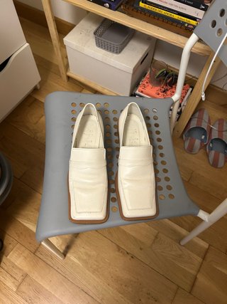 Mocasines Mango Piel Punta Cuadrada Madera Beige