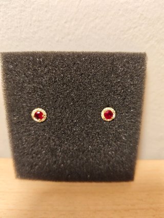 Pendientes Oro 9k Plata Circonita Roja