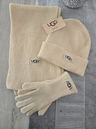 Set UGG Gorro, Guantes y Bufanda Beige