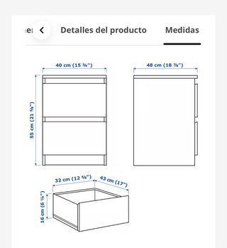 Mesa de noche Ikea MALM blanca