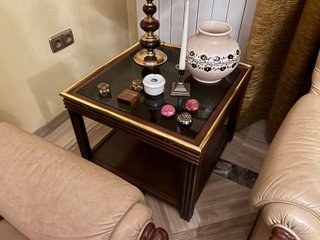 Mesa Auxiliar de Madera y Cristal