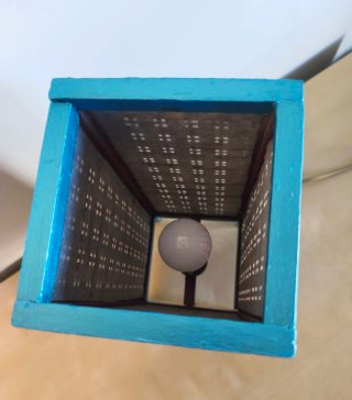 Lampada Vintage Legno e Bambù Blu da Tavolo