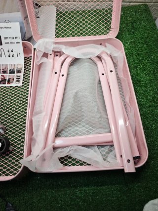 Carrito auxiliar rosa 3 niveles con ruedas