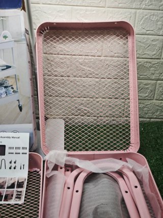 Carrito auxiliar rosa 3 niveles con ruedas