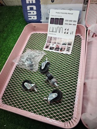 Carrito auxiliar rosa 3 niveles con ruedas