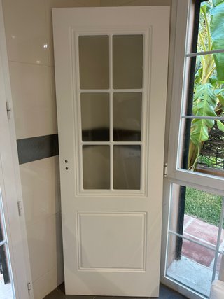 Hoja de puerta blanca con cristal