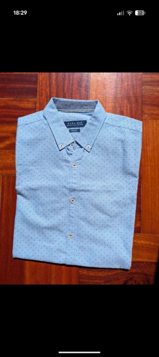 Camisa Zara Man Azul Estampada Talla M