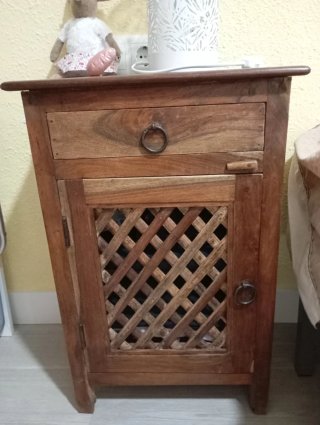 Mesita auxiliar rústica mexicana madera