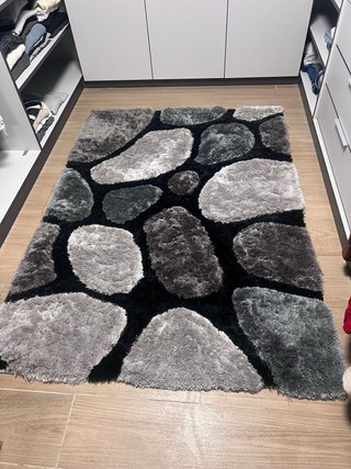 Alfombra con Diseño de Piedras Gris y Negro