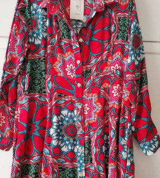Vestido largo camisero estampado