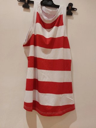 Camiseta de Tirantes Rayas Roja y Blanca