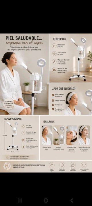 Vaporizador Facial Profesional LED