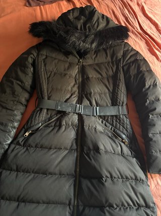 Abrigo Negro Zara con Capucha Talla M
