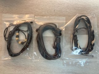 Lote 3 pulseras de cuero estilo boho / surferas –