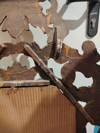 Antiguo espejo cornucopia madera tallada dorada