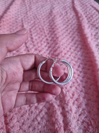 Pendientes aro triples plateados