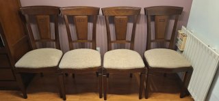 Conjunto comedor pino cerezo: 2 mesas + 6 sillas