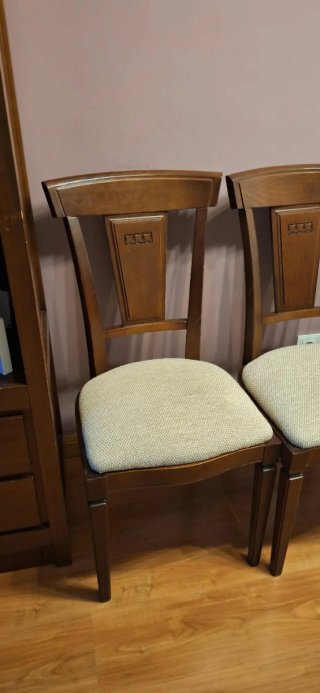 Conjunto comedor pino cerezo: 2 mesas + 6 sillas
