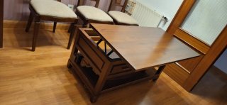 Conjunto comedor pino cerezo: 2 mesas + 6 sillas