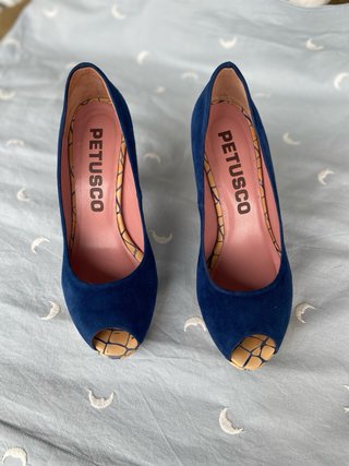 Zapatos de Tacón -Ante azul Petusco Talla 36