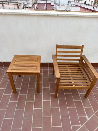 Conjunto Sillon y Mesa Madera Exterior