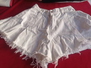 Pantaloncini jeans rosa vita alta