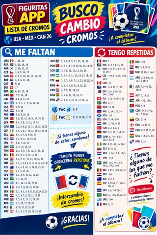 Cromos Mundial 2026 para Intercambio