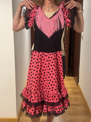 Vestido de Flamenca Infantil Rosa y Negro