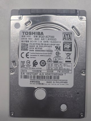 Disco Duro Interno Toshiba 500GB  (SATA, 7200 RPM)