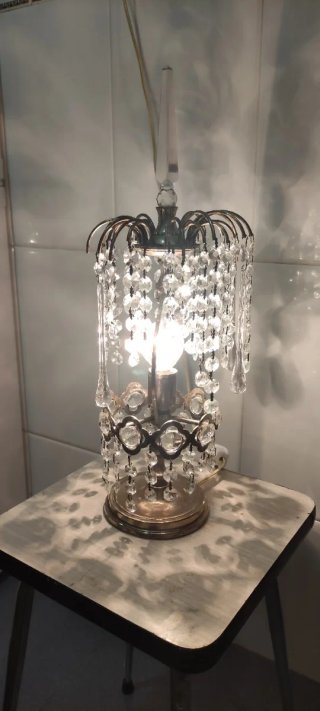 Lámpara de mesa vintage de cristal