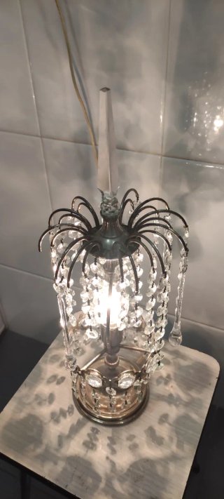 Lámpara de mesa vintage de cristal