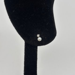 Pendientes bebede Oro 18kt con Perlas y circonitas